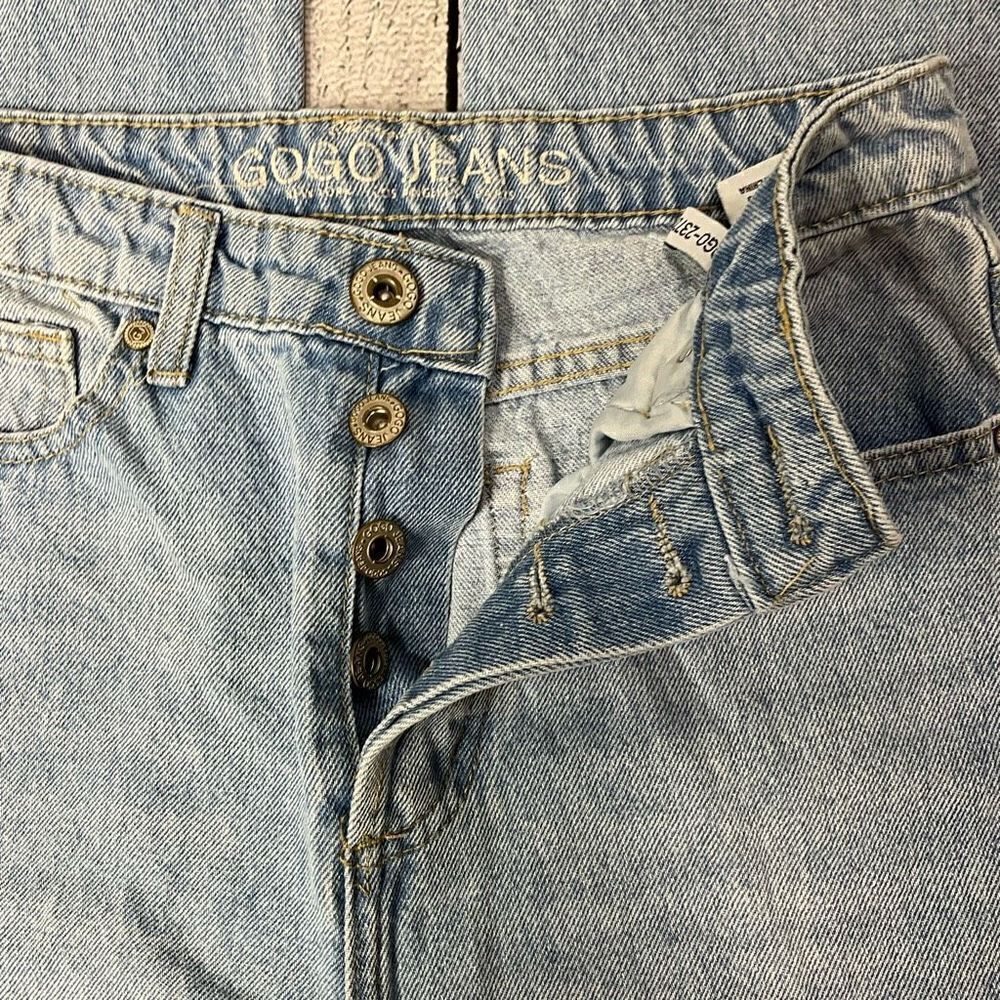 GOGO High Rise Button Fly Distressed Jeans - Picture 2 of 8